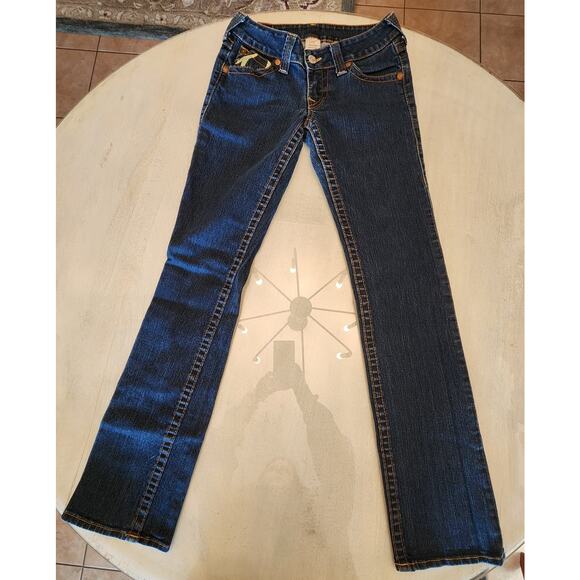 True Religion Women's Denim Straight Jean Dark Wash Vintage SZ 27 USA - Picture 2 of 9
